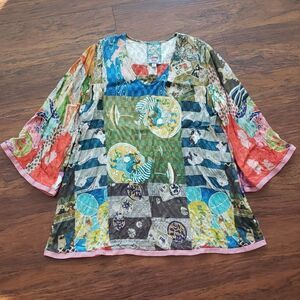 Johnny Was Multicolor Blouse Size XS Chic Feminine Boho Streetwear Y2K Retro